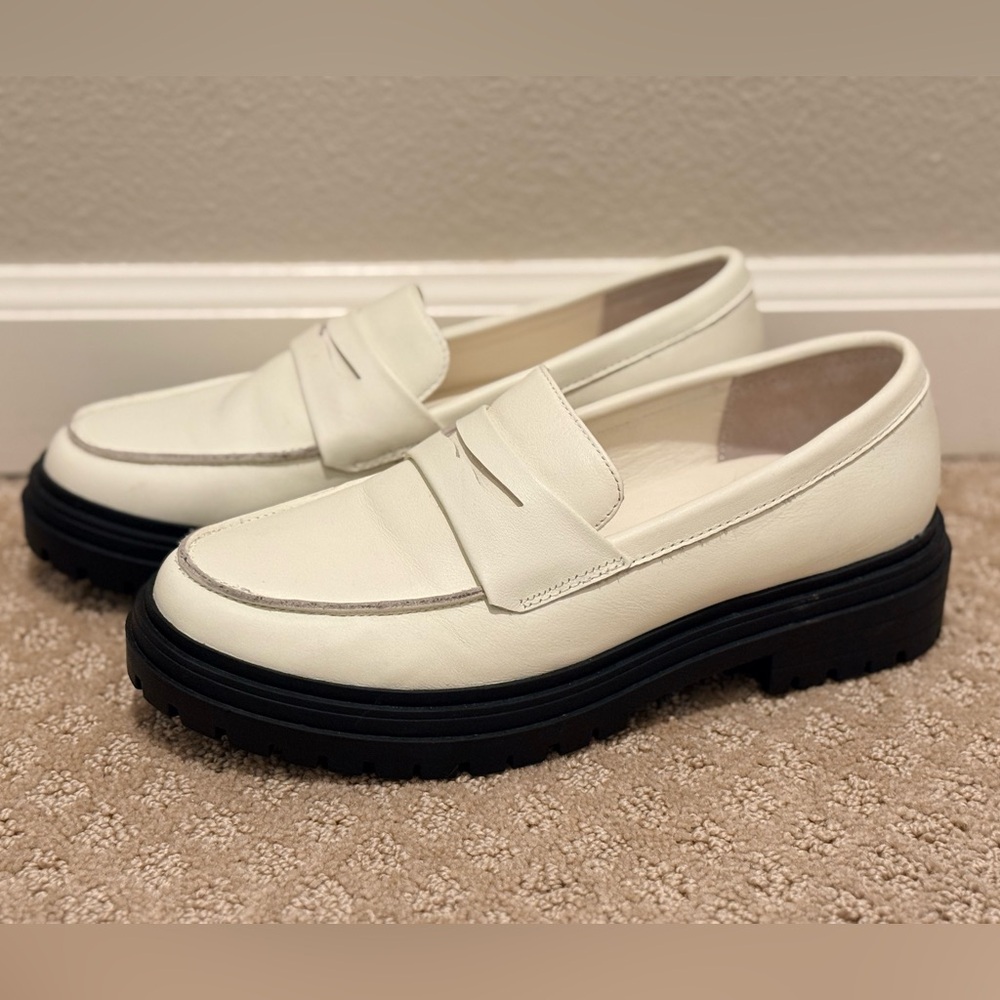 Quince Italian Leather Log Sole Loafer Bone Women 8